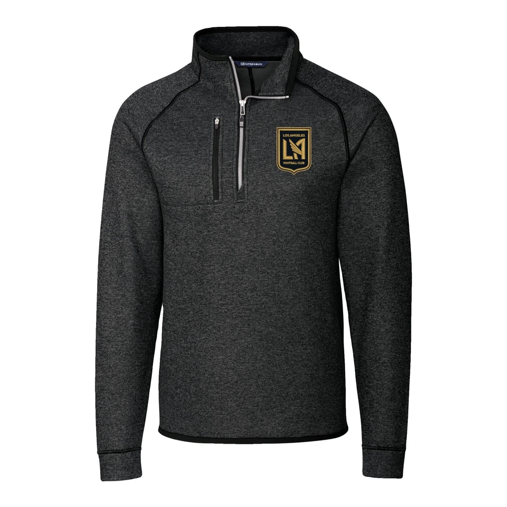  LAFC Cutter & Buck Big & Tall Mainsail Sweater-Knit Half-Zip Pullover Top - Heather Charcoal